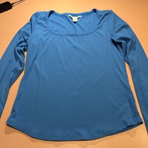 EUC Athleta Women's Long-Sleeve Scoop Neck Ribbed Top - Blue